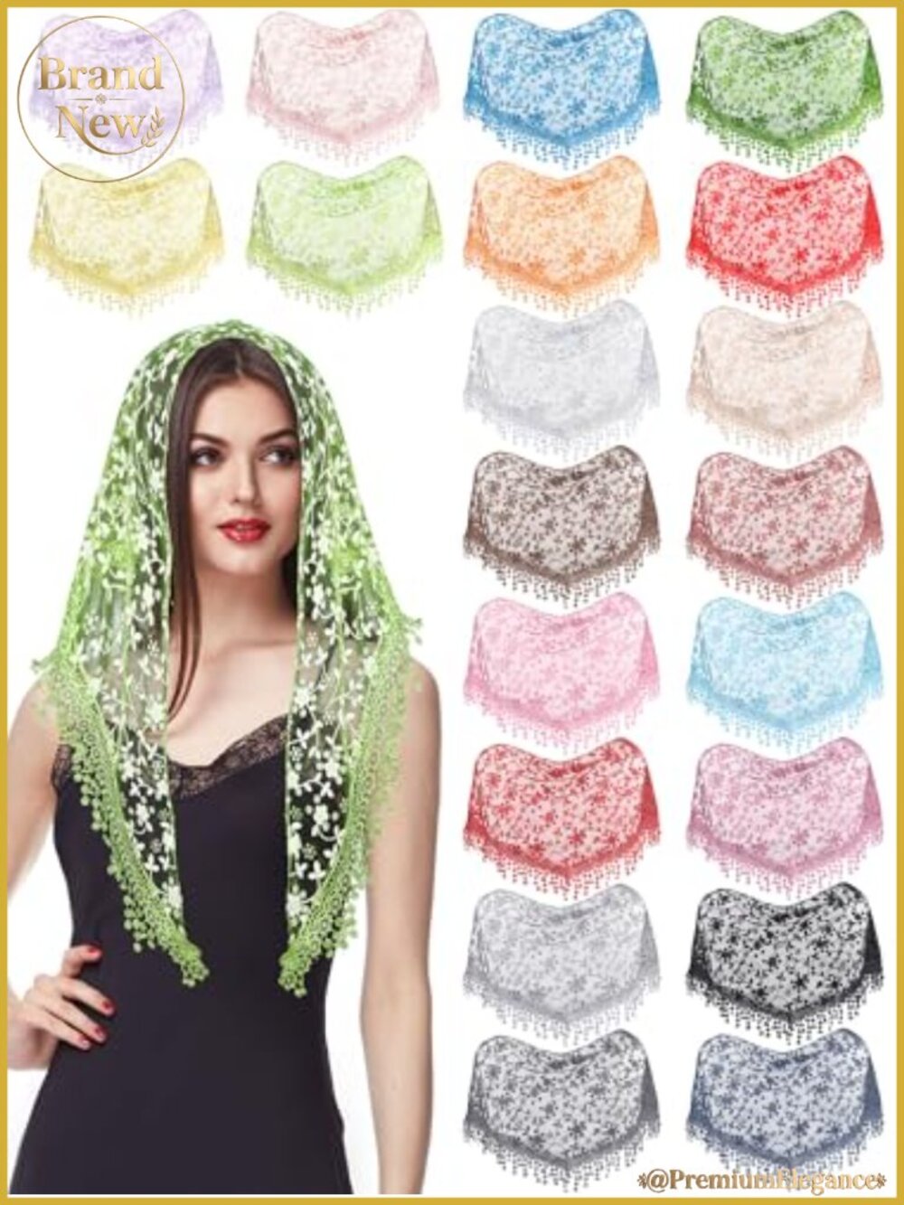 Lace Triangle Mantilla Catholic Chapel Veil with Fringe for Women